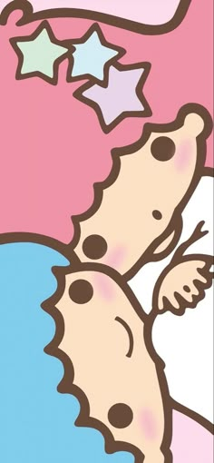 a drawing of a baby sleeping on top of a pink and blue blanket with stars