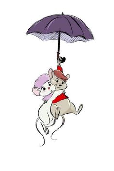 two dogs under an umbrella in the rain