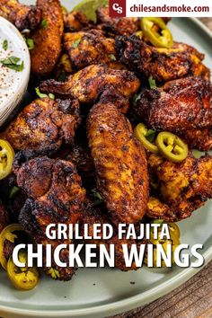 grilled fajita chicken wings on a plate