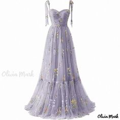 Olivia Mark - Vintage Elegant Evening Gown with Exquisite Floral Embroidery and Delicate Spaghetti Straps Elegant Evening Gown, Dress And Accessories, Lavender Dress, Lavender Dresses, Elegant Embroidery, Floral Gown, Evening Gowns Elegant, Camisole Dress, Formal Dresses For Women