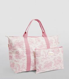 Harrods Pink Toile Foldable Overnight Bag | Harrods US Sleepover Bag, Toile Pattern, Pink Tote Bag, Toile Fabric, Willow Pattern, Pink Tote Bags, Pink Girly Things, Pretty Bags