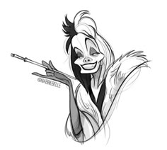 the character from disney's beauty and the beast, drawn in black and white