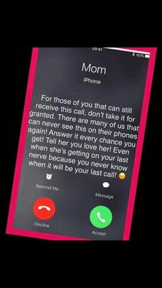 a cell phone with the text mom on it's screen and two different icons