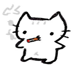 a drawing of a cat with an orange in it's mouth and the words hello kitty written below