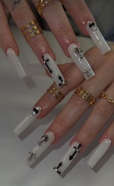 Clear Black Acrylic Nails, Sick New World Nails, Y2k Inspired Nails Acrylic, 111 Nails Design, Black Nails For Quinceanera, Almond Cross Nails, Ftp Nails, Y2k Aesthetic Nails Black, Anuel Aa Nails Design