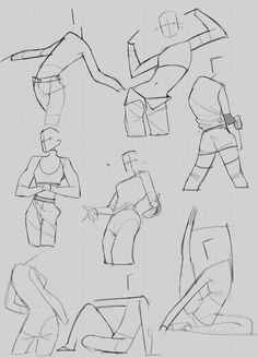 some sketches of people in different poses