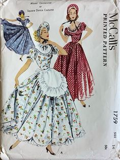 two women's dresses are shown on a piece of paper with the same pattern