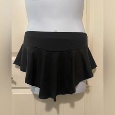 Mini-Mini Skirt With Liner, Of Same Material, Attached. Black Mini Skirt With Built-in Shorts, Black Mini Swim Skirt With Built-in Shorts, Black Stretch Mini Bottoms, Elegant Stretch Skort, Stretch Short Skirt For Night Out, Short Stretch Skirt For Night Out, Elegant Stretch Short Skort, High Waist Stretch Skort For Night Out, Night Out Lined Skirted Bottoms