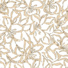 an abstract floral pattern in gold and white