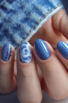 Denim Blue Nails Ideas, Denim Nails Design, Denim Inspired Nails, Denim Nails Acrylic, Blue Jean Nails, Indigo Blue Nails, Denim Nails Ideas, Denim Blue Nails, New Jeans Nails