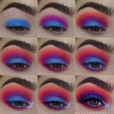 James Charles Palette Looks Step By Step, Maquillage Halloween Simple, Make Up Designs, Red Eye Makeup, Makeup Pictorial, Bright Makeup, Smink Inspiration