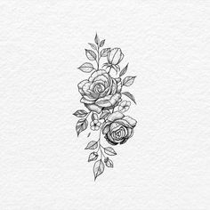 a black and white drawing of roses on paper