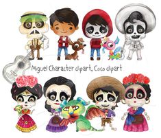 the mexican characters are all dressed up in their traditional costumes for halloween or day of the dead