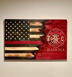 an american flag made out of wood with the word badosa written on it