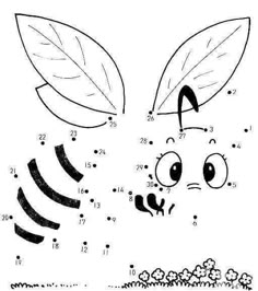 connect the dots to draw an insect and color it with its eyes, nose and mouth