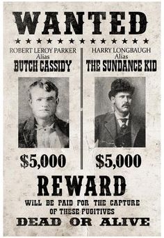 an old wanted poster with two men in black and white, one is missing his head