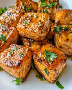 grilled chicken with herbs on a white plate