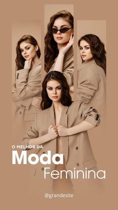 the poster for moda feminina, which features three women in different outfits