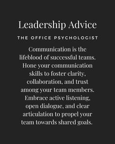 a black and white photo with the words, leader advice