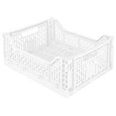 a white plastic crate is shown on a white background