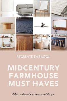 the mid century farmhouse must haves for every room in your home, including furniture and decor