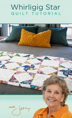 Save this Free Easy Whirligig Star Layer Cake Quilt Tutorial for beginners! Shakespeare wrote, "the whirligig of time brings in his revenges." In other words, you reap what you sow (or sew), so make each stitch sweet! Whirligig Quilt Pattern, Jenny Doan Quilt Tutorials, Fast Quilts, Patchwork Quilt Ideas