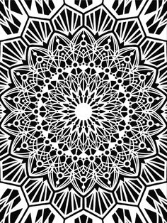 an intricate black and white pattern