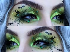 Green Makeup Halloween, Colorful Halloween Makeup, Halloween Inspired Makeup, Unique Halloween Makeup, Spooky Makeup, Cute Halloween Makeup, Cool Halloween Makeup, Cooler Style