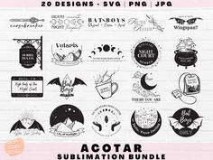 20 designs svt and png for sublimation bundle, including labels, stickers