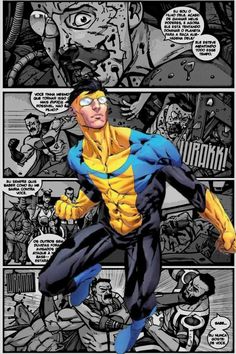 a comic page with an image of a man in blue and yellow