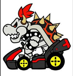 an image of a cartoon character driving a toy car with spikes on it's head