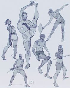 an image of a man doing different poses in various positions on a white background with blue lines