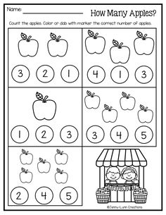 the worksheet for numbers 1 to 10 with apples