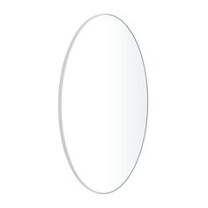 an oval mirror is shown against a white background and has no reflection on the surface