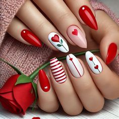 February Nails Ideas Valentines Day Red, Valentine’s Day Nail, Cute Valentine’s Day Nails, Valentine’s Day Nails Ideas, Love Nails Design, Red Valentines Day Nails Acrylic, Feb Nails Valentines Day, Valentines Day Manicure, Nails Design Valentines