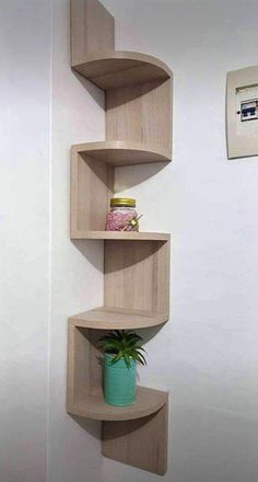 the corner shelves are made out of wood