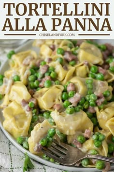 tortellini alla panna with peas and ham is an easy dinner recipe that's ready in under 30 minutes