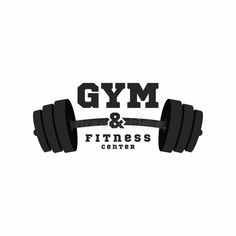 the gym and fitness center logo with dumbbells on white background royalty image stock illustration