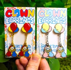 Clown Earrings, Silly Clothes, Weird Jewelry, Cute Clown, Clowning Around, Funky Jewelry, Earrings In Gold, Pastel Art, Really Cute Outfits