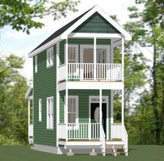 this is an artist's rendering of a two - story house in the woods