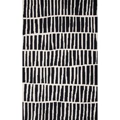 a black and white rug with vertical lines on the side, in front of a white background