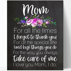 a mother's day card with the words mom for all the times