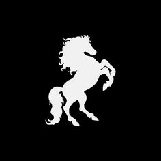 the silhouette of a horse is shown on a black background, it appears to be white