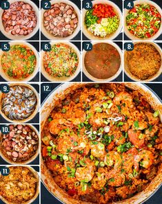 the steps in how to make an easy and tasty mexican dish with beans, rice, tomatoes, onions, cheese, meats, and other toppings