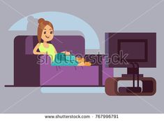 a woman sitting on the couch watching tv and holding her leg up in one hand