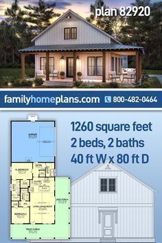 two story house plans with floor plans and pictures on the front, side and back sides