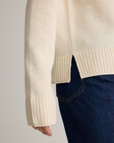 It's all in the details with our Mongolian Cashmere Boxy Crewneck Sweater. We've upgraded it to be smoother, cozier, and more substantial than ever, with less pilling. Crafted in a fine-gauge knit, this cozy sweater is designed with drop shoulders, delicate rolled edges, and a split hem to set it apart from our classic crew. Cut with a boxy silhouette for ease of movement, this comfy style puts a fresh spin on the classic crewneck.  | Quince | Women's Mongolian Cashmere Boxy Crewneck Sweater in Split Hem Sweater, Inner Mongolia, Hem Sweater, Crew Cut, Womens Cashmere, Faded Denim, Comfy Fashion, Cozy Sweater, Soft Hands