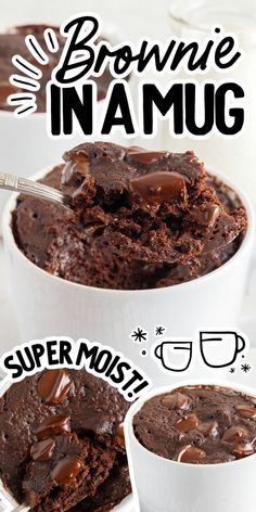 Brownie in a Mug Easy Mug Brownie Recipe, Mug Brownie Recipes, Brownie Treats, Microwave Dessert, Vanilla Mug Cakes, Brownie In A Mug, Brownie Cups