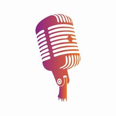 a purple and red microphone on top of a white background with the words,'we are