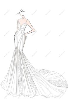 a drawing of a wedding dress